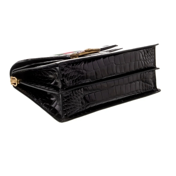 Gucci Web Top Handle Bag Medium Black Crocodile - Picture 5 of 6